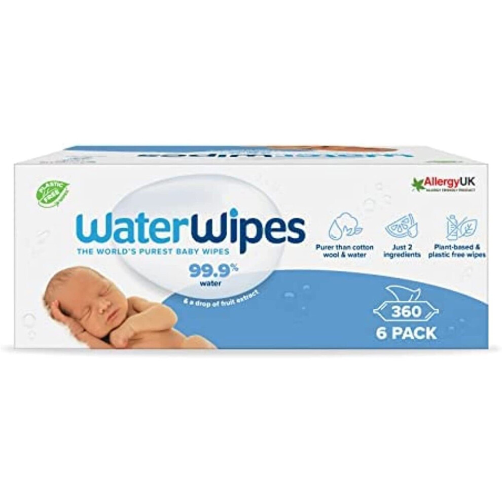 WaterWipes Original Plastic Free Baby Wipes, 360 Count (6 packs)