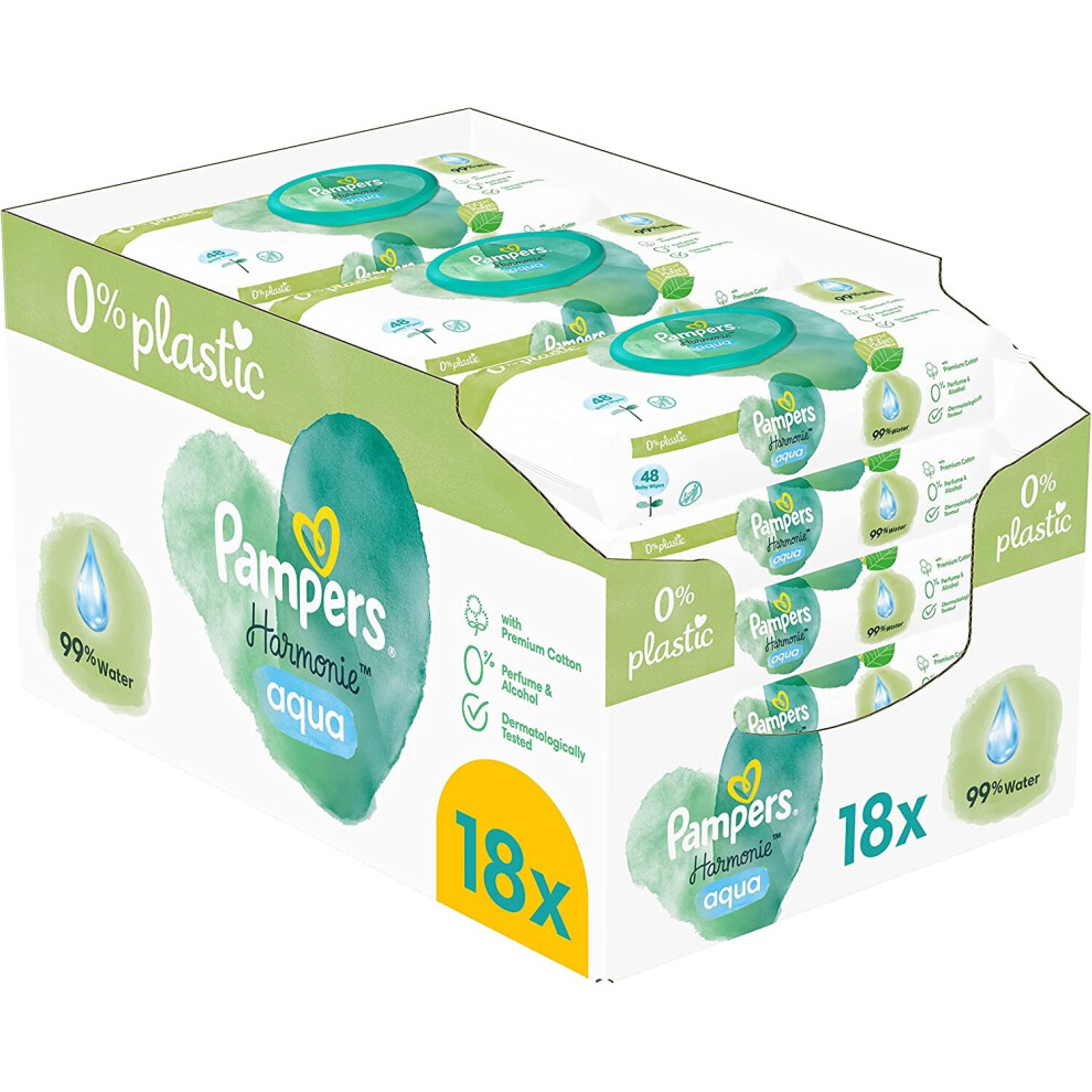 Baby Wipes Multipack, Harmonie Aqua, 864 Wet Wipes (48 X 18) Pampers