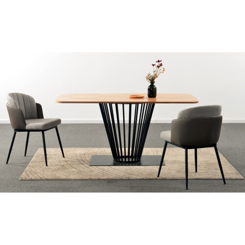 160cm x90 cm Paris Oak Veneer Dining table with Metal Frame 1