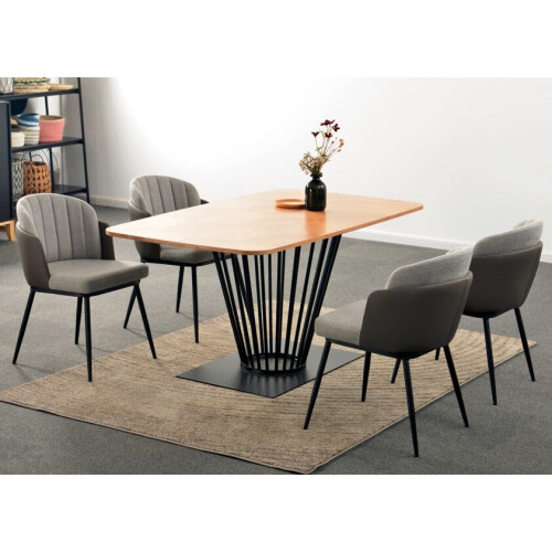 160cm x90 cm Paris Oak Veneer Dining table with Metal Frame 2