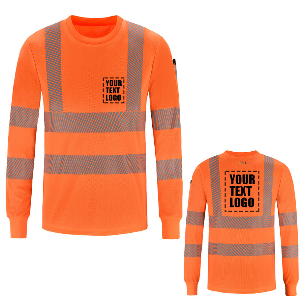 (Orange, XL) HighViz Long Sleeve Safety Work Reflective T Shirt