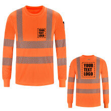 (Orange, 7-8XL EUR) HighViz Long Sleeve Safety Work Reflective T Shirt