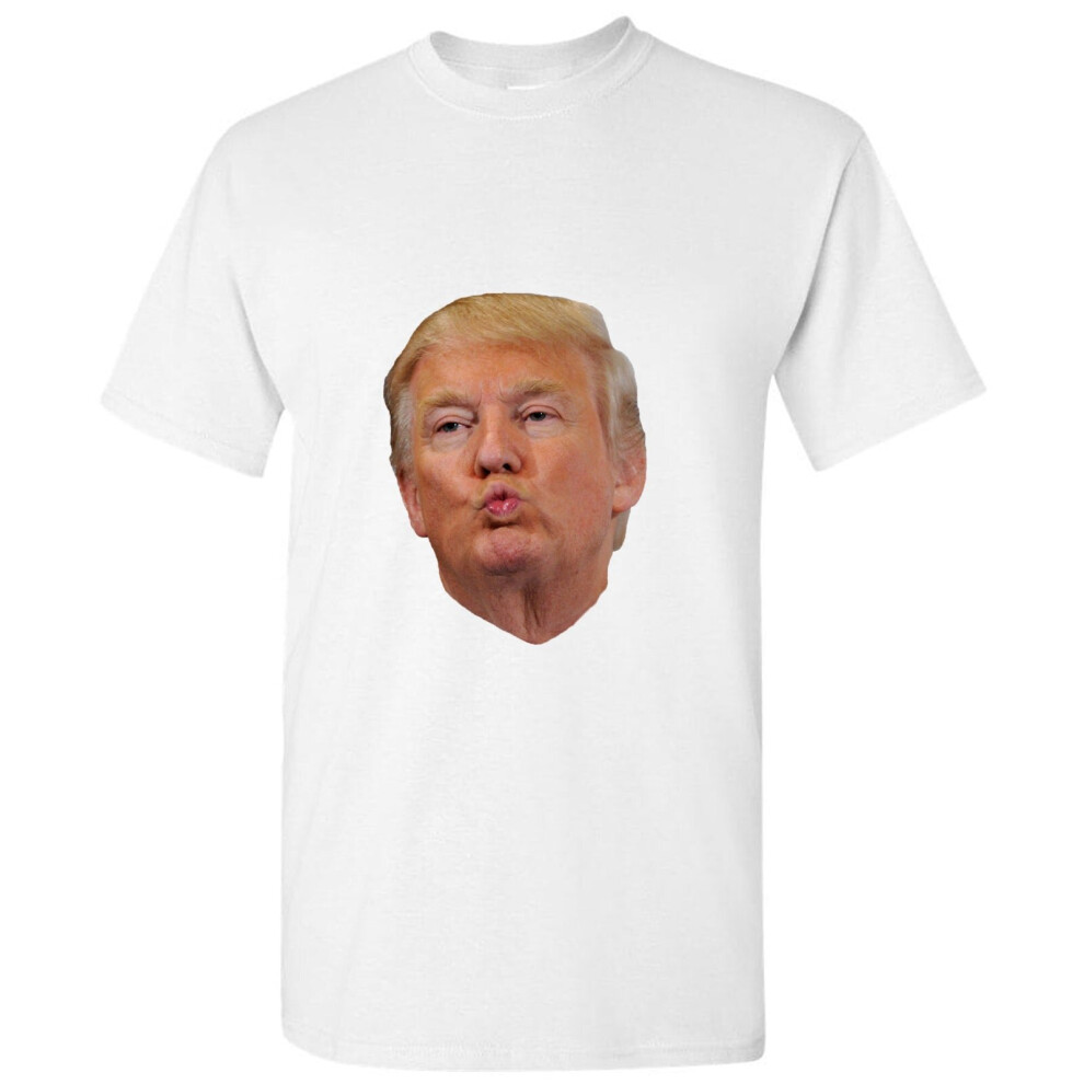 (2XL) Funny USA President Donald Trump Kiss White Men T Shirt Tee Top