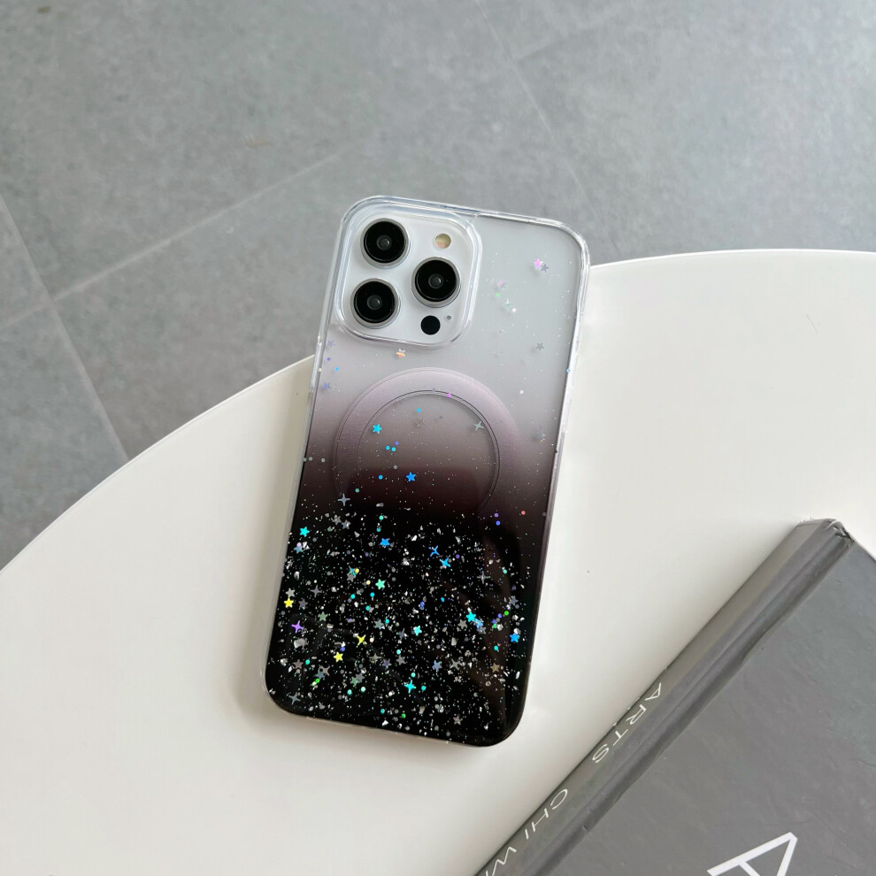Photos - Case  Slim Clear Magsafe Magnetic Bing Glitter Shockproof  For Apple iPhone(For iPhone 13 Pro MAX, Black)