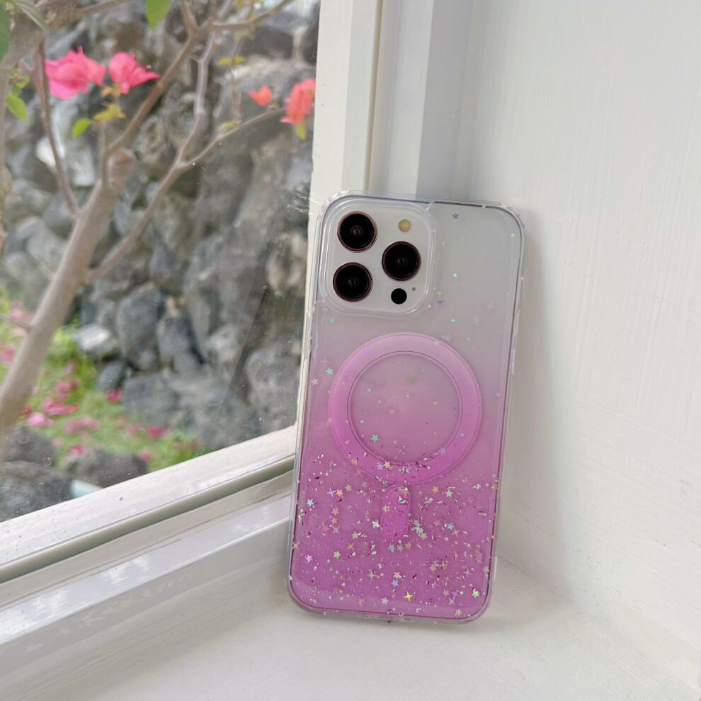 Photos - Case  Slim Clear Magsafe Magnetic Bing Glitter Shockproof  For Apple iPhone(For iPhone 14, Pink)