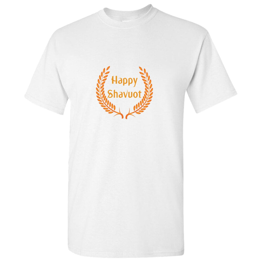 (XL) Traditional Jewish Happy Shavuot Festival White Men T Shirt Tee Top