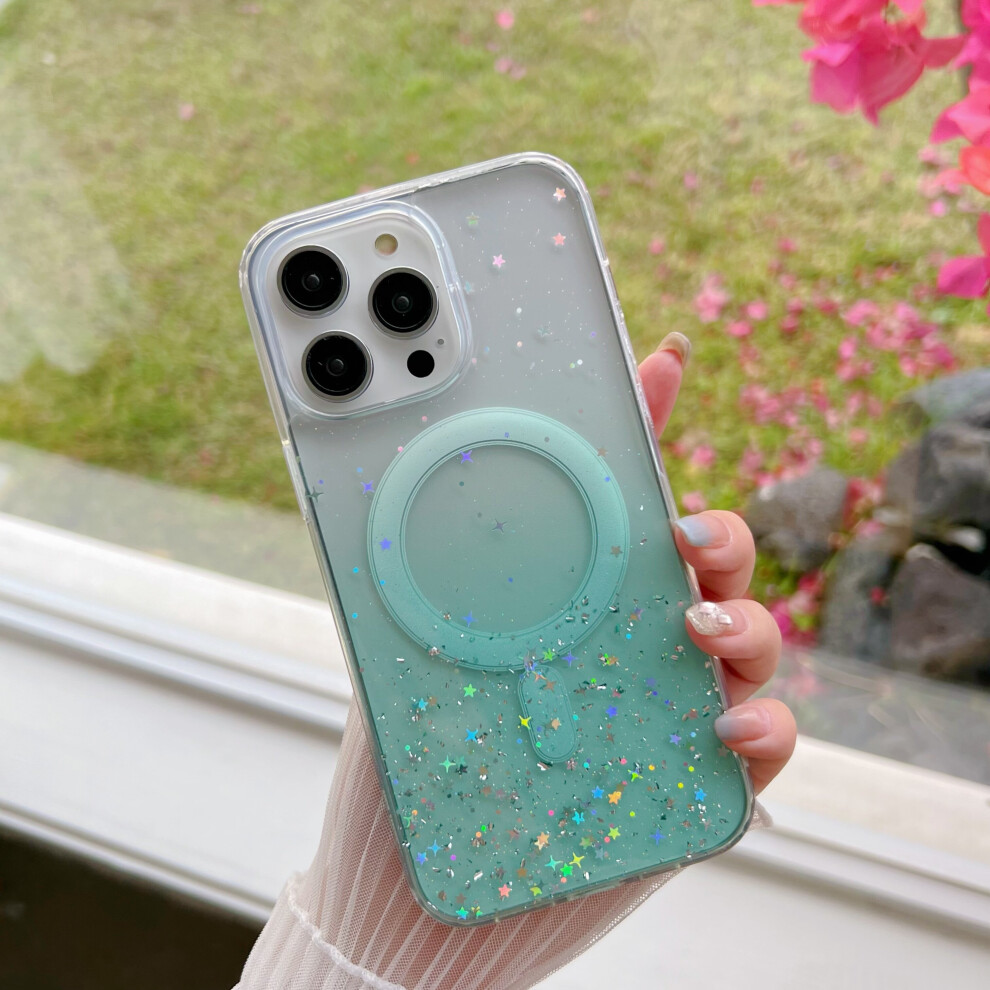 Photos - Case  Slim Clear Magsafe Magnetic Bing Glitter Shockproof  For Apple iPhone(For iPhone 14 Pro MAX, Light Green)