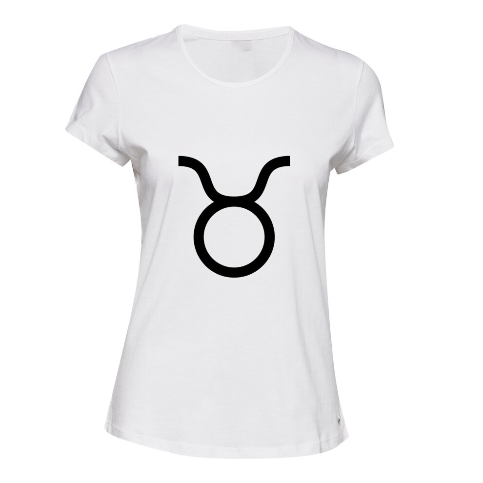 (White, M) Taurus Zodiac Horoscope Astrological Earth Sign Ladies Women T Shirt Tee Top