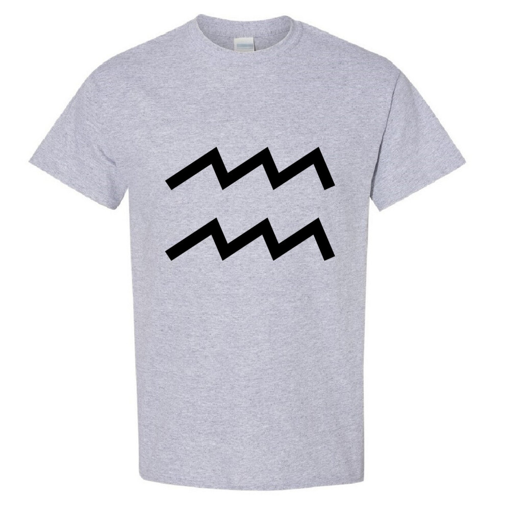 (Sport Grey, M) Aquarius Zodiac Horoscope Astrological Symbol Sign Men T Shirt Tee Top