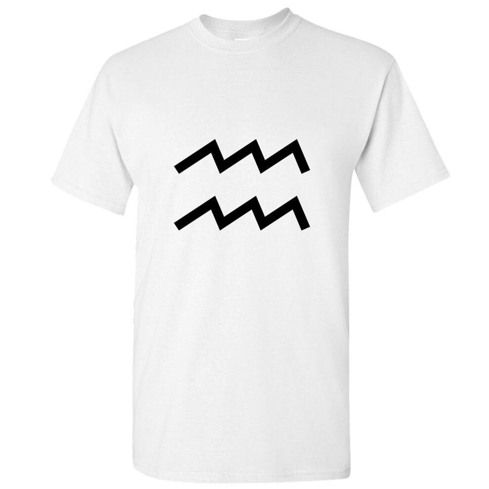 (White, S) Aquarius Zodiac Horoscope Astrological Symbol Sign Men T Shirt Tee Top