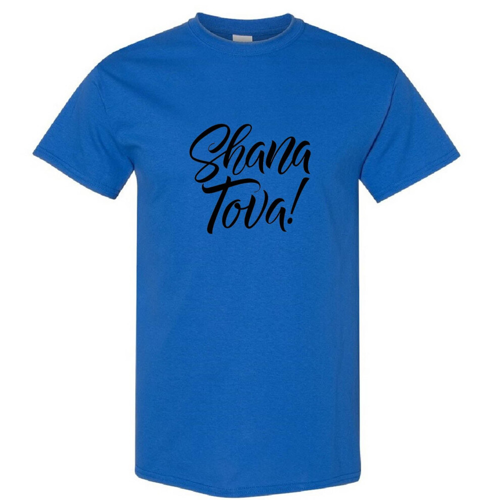 (Royal, M) Jewish Shanah Tovah Shana Tova Good Happy New Year Men T Shirt Tee Top Judaism