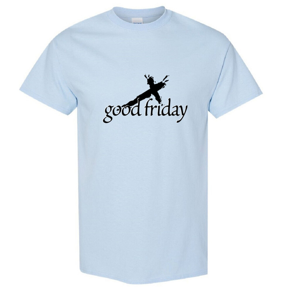 (Light Blue, M) Easter Good Friday Cool Unique Jesus Christian God Cross Men T Shirt Tee Top