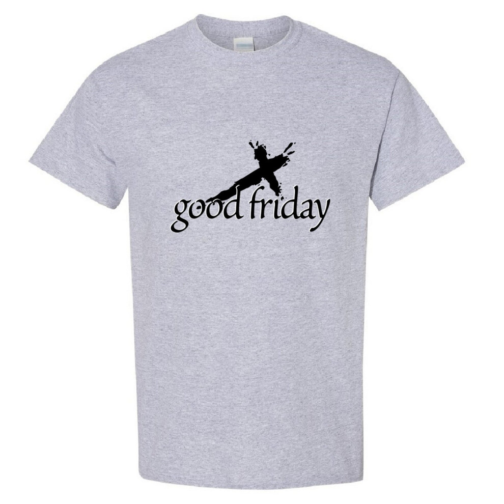 (Sport Grey, 5XL) Easter Good Friday Cool Unique Jesus Christian God Cross Men T Shirt Tee Top