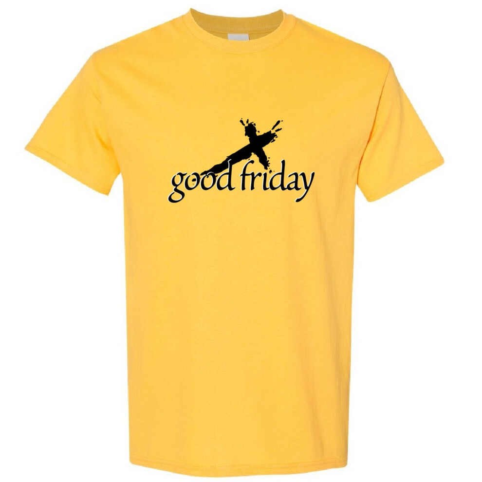 (Yellow, 2XL) Easter Good Friday Cool Unique Jesus Christian God Cross Men T Shirt Tee Top