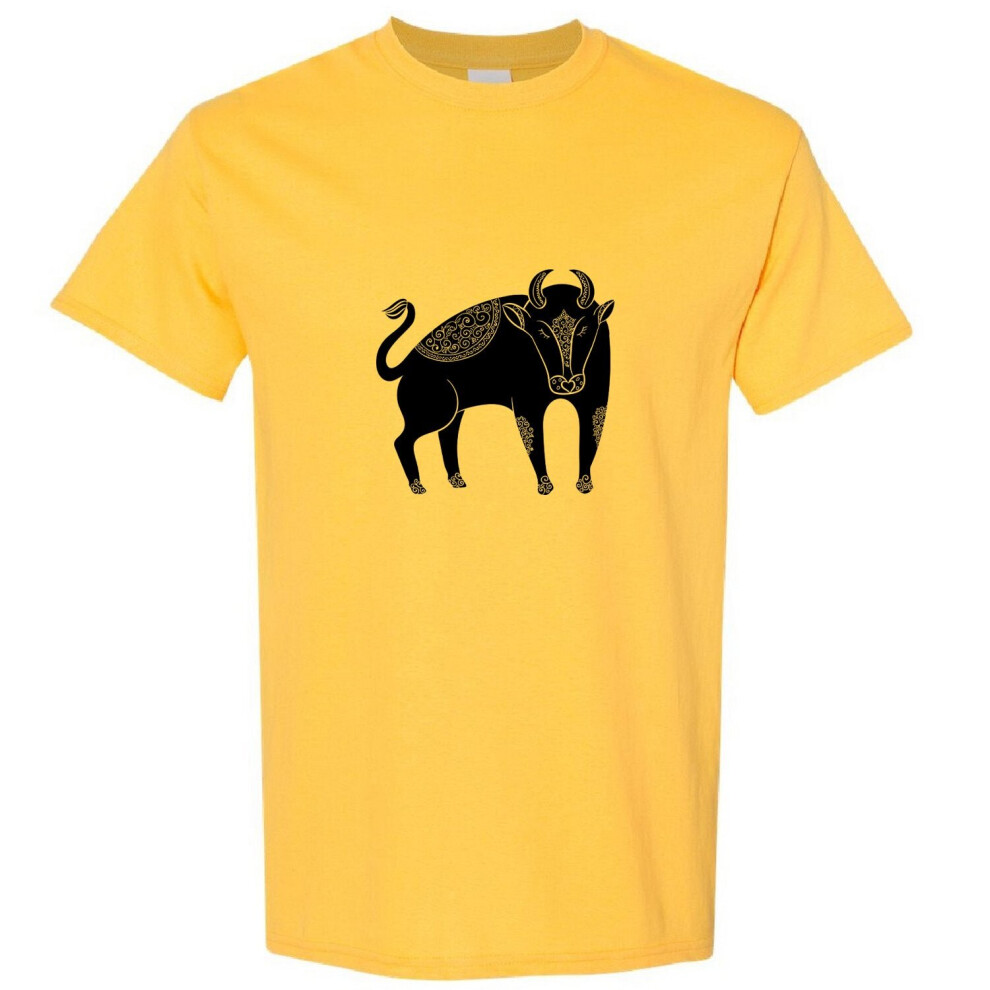 (Yellow, XL) Taurus Bull Zodiac Horoscope Astrological Star Sign Men T Shirt Tee Top