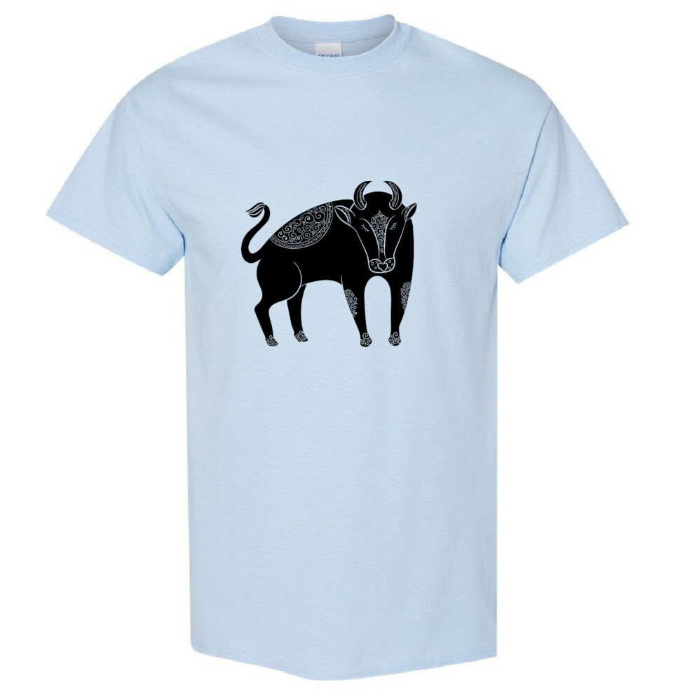 (Light Blue, 2XL) Taurus Bull Zodiac Horoscope Astrological Star Sign Men T Shirt Tee Top