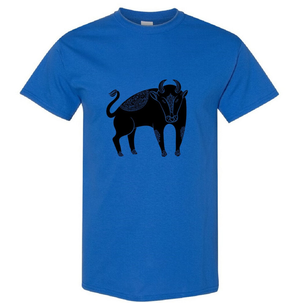 (Royal, 2XL) Taurus Bull Zodiac Horoscope Astrological Star Sign Men T Shirt Tee Top