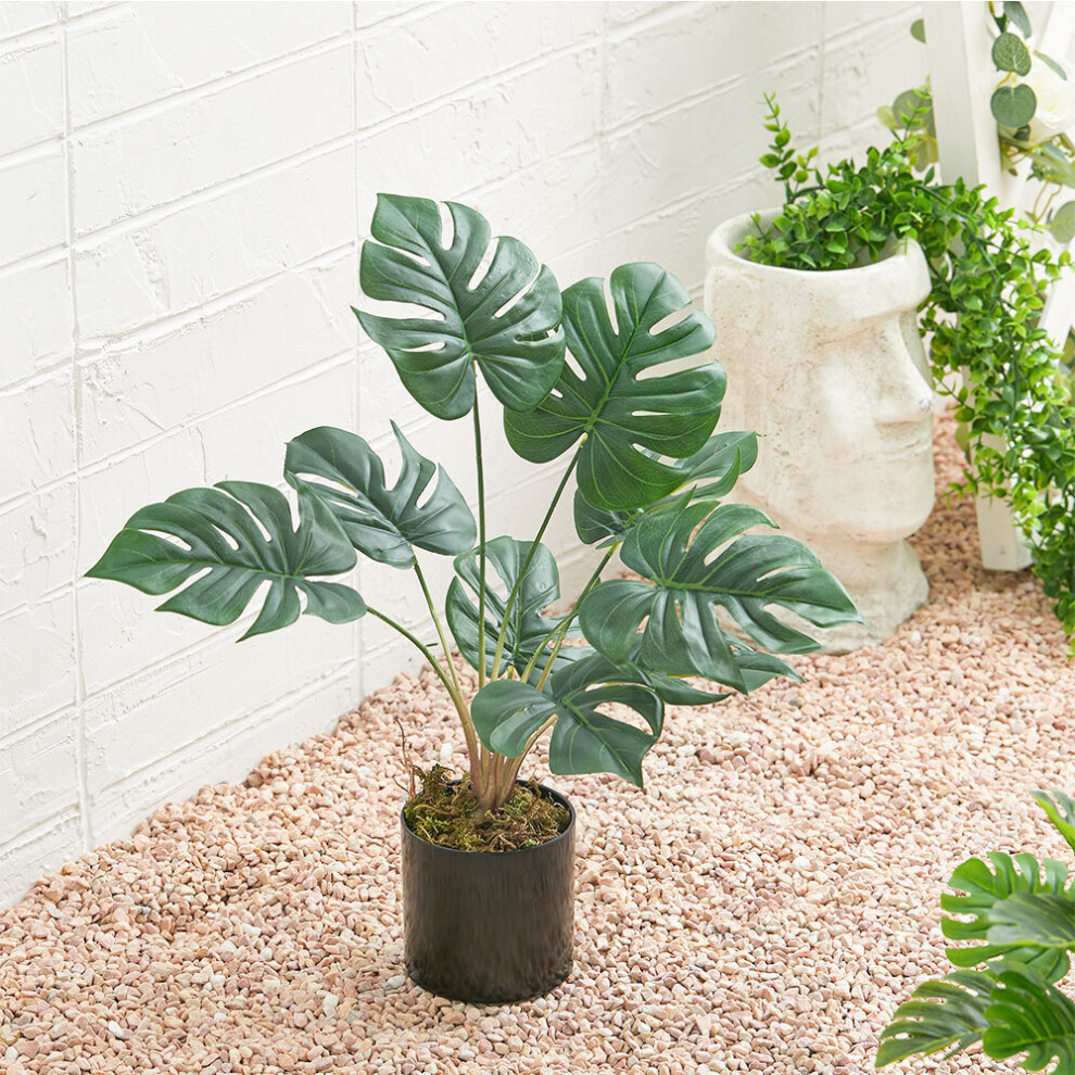 (Monstera Deliciosa) Artificial Garden Office Green Plants with Plastic Pot