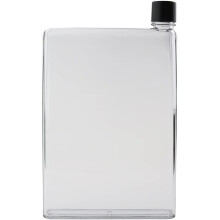 Reusable Slim Water Bottle A5 - Leak-Proof Transparent 420ml, Lightweight Flat Travel Mug