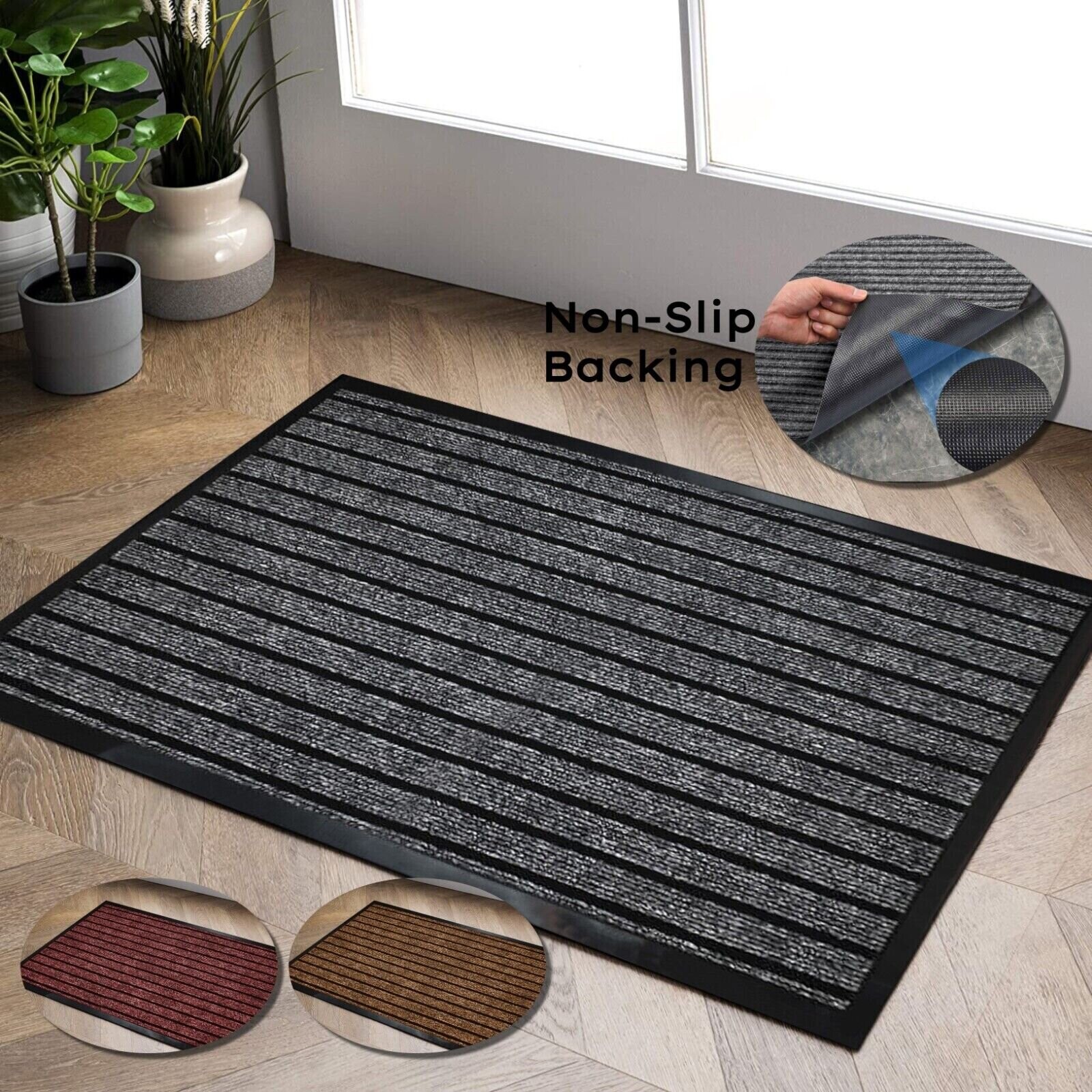 NonSlip Rubber Door Mat Indoor Outdoor Washable Rug Heavy Duty Dirt