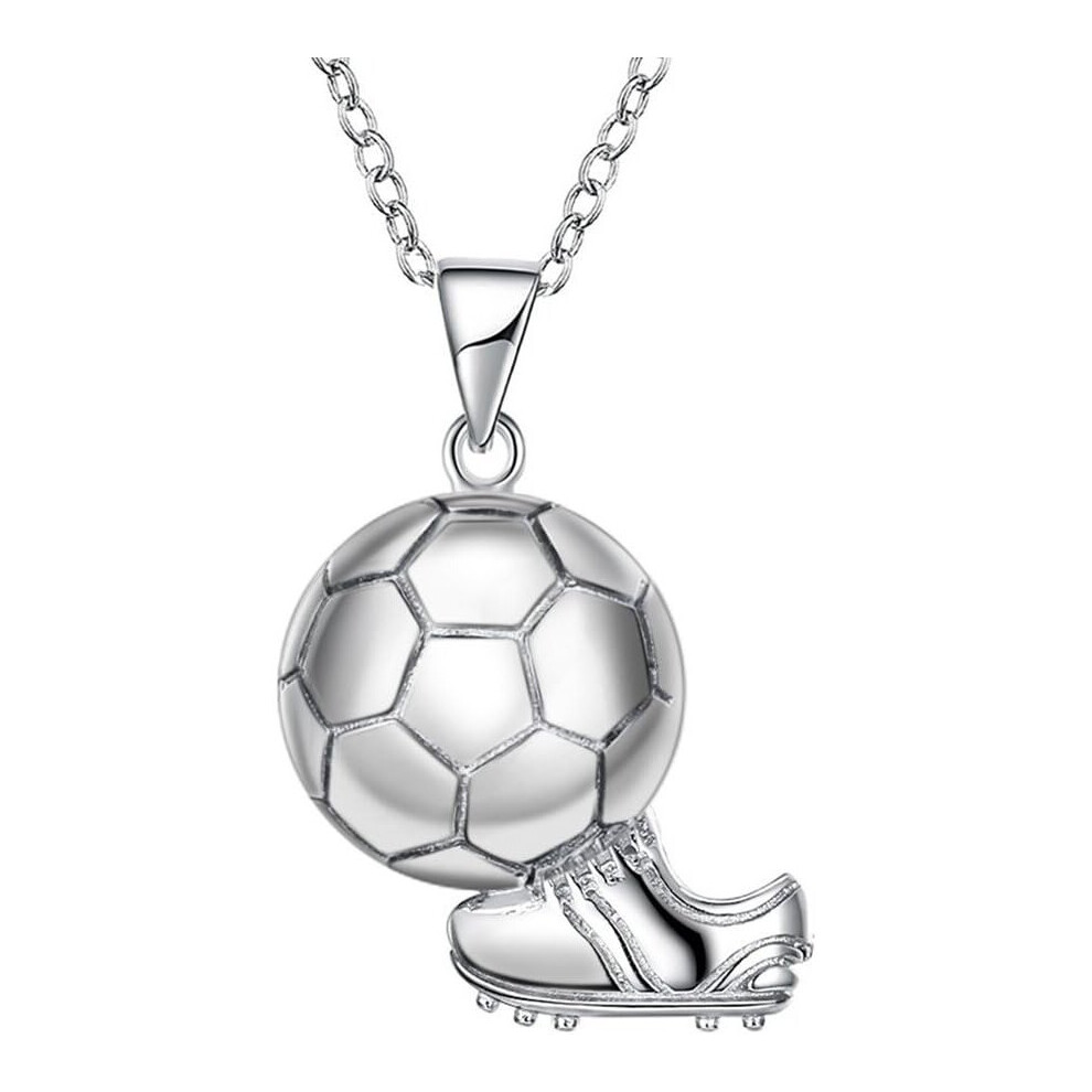 925 Sterling Silver Necklaces with Football and Shoes for Women Man