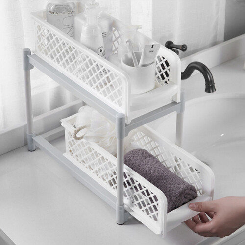 Living And Home 2 Tier Shelf Corner Organizer Bathroom Kitchen Storage Rack 1