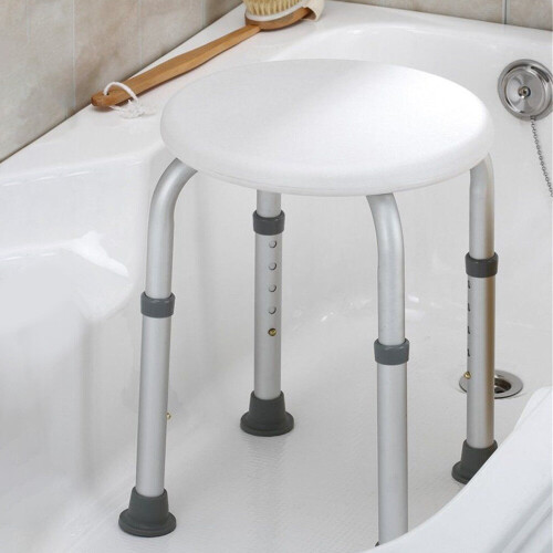 NES Home Round Non Slip Shower & Bath Stool Light Weight Adjustable Feet