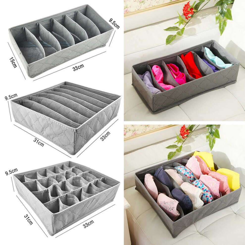 3PCS Underwear Drawer Organizer Storage Box Bra Tidy Socks Ties Divider