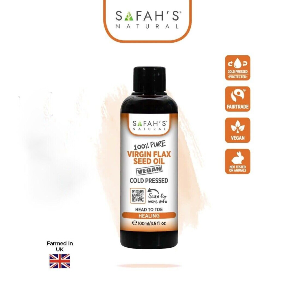 Safah's Natural Cold Pressed 100% Pure Virgin Flax Seed Oil 100Ml