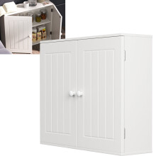 Hanging Bathroom Storage Cabinet Wall Cupboards with Double Doors Adjustable Shelf Bathroom Home Furniture White