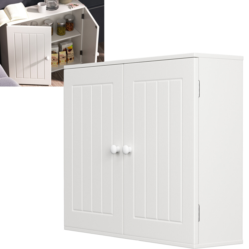 Hanging Bathroom Storage Cabinet Wall Cupboards with Double Doors Adjustable Shelf Bathroom Home Furniture White