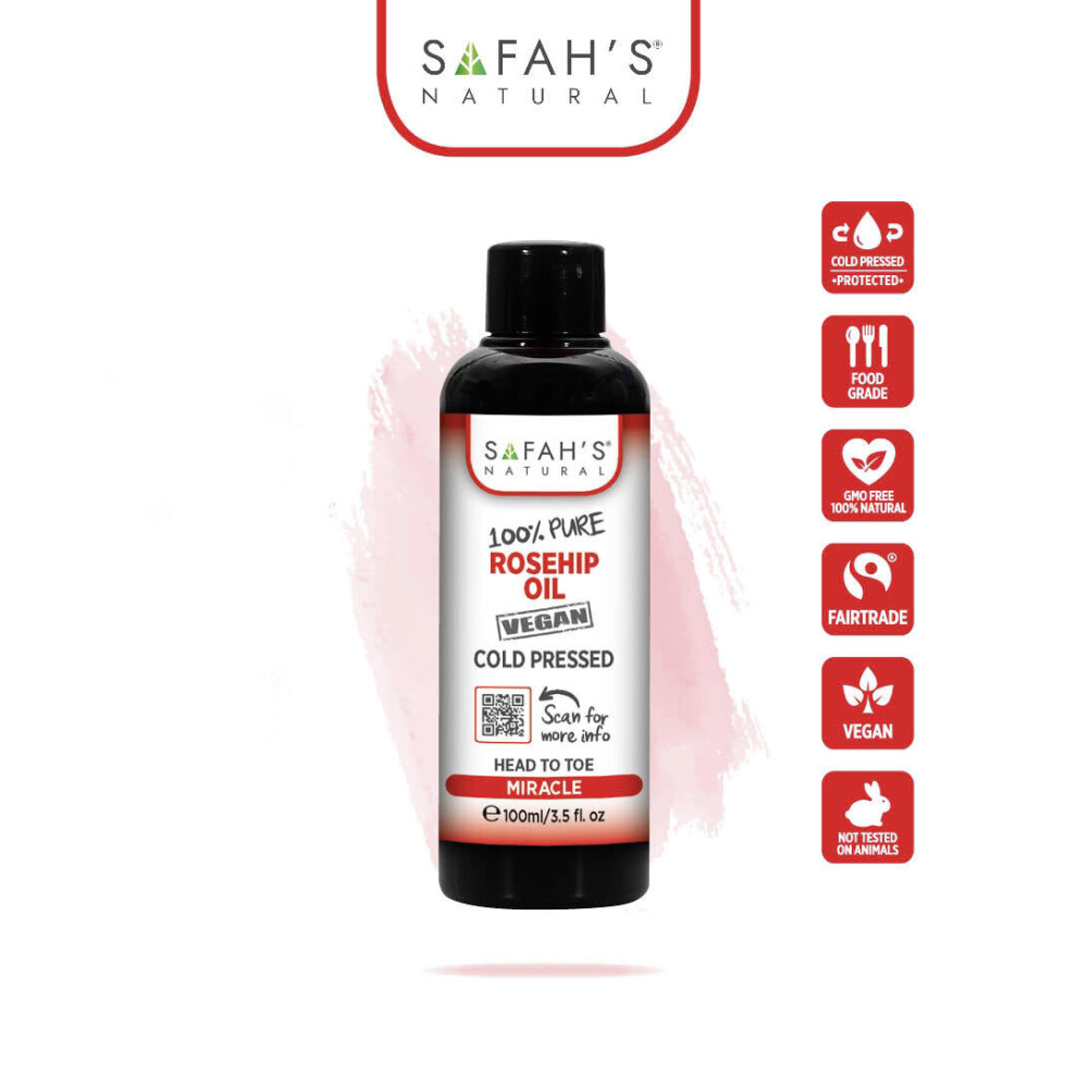 Safah's Natural Cold Press 100% Pure Rosehip Oil 100Ml