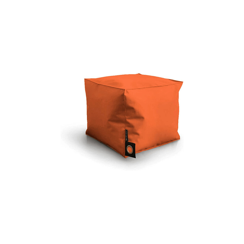 (Orange) Cube Bean Bag Foot Stool, Water Resistant