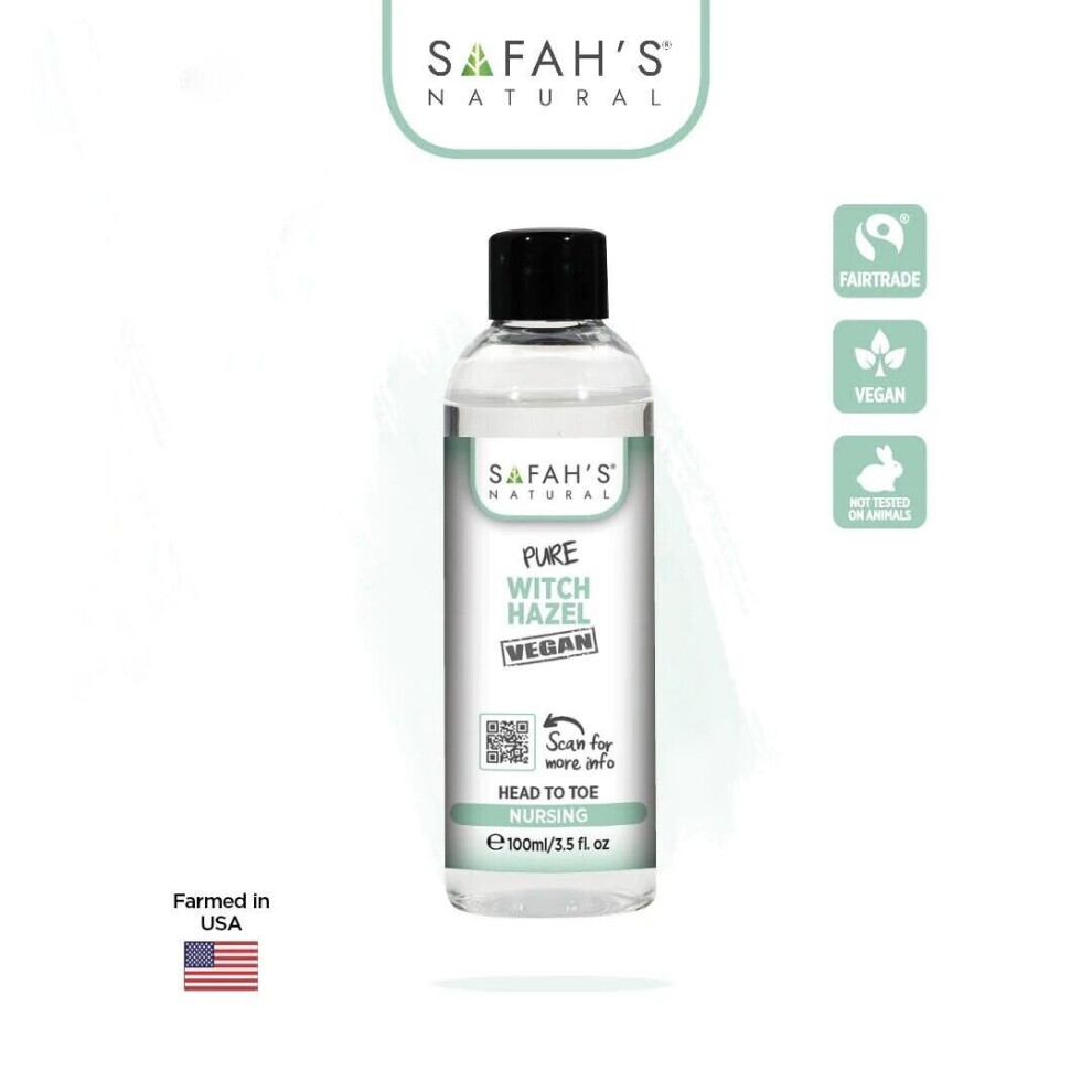 Safah's Natural 100% Natural Pure Witch Hazel 100Ml Ethanol