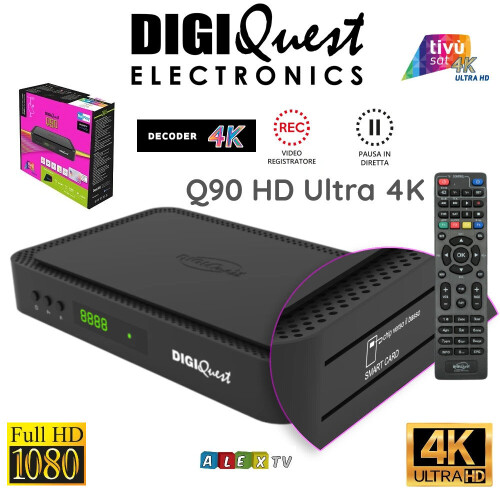 Tivusat Digiquest Q90 Ultra 4K USB PVR Italian Decoder + ACTIVATED card