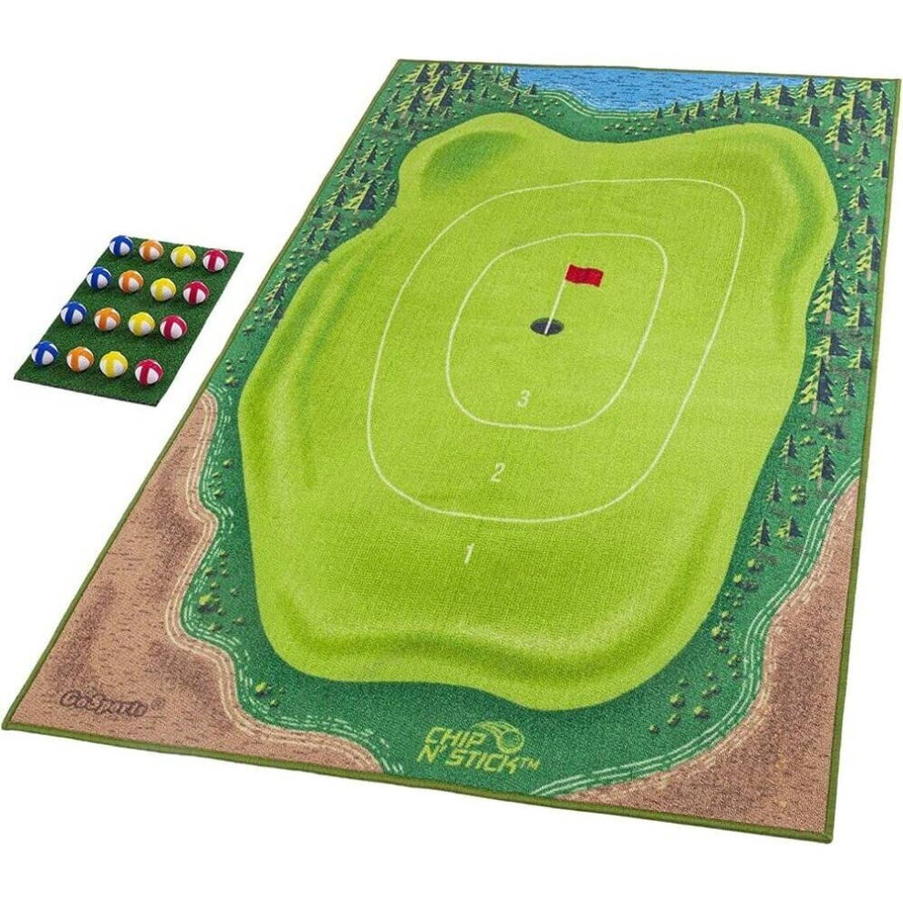 1Set Chip Stick Golf Game Mat with 16 Grip Golf Balls&1 Chipping Mats