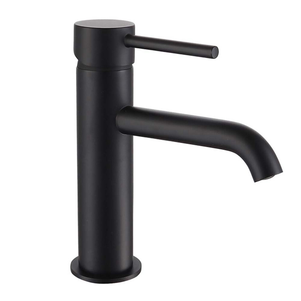 Modern Deck Mounted Matte Black Cloakroom Round Basin Sink Mono Mixer Tap