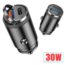 Adapter Universal Car Charger Dual Port with Flush Fit Pull Ring Fast Charging