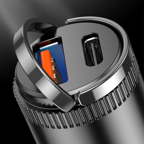 Adapter Universal Car Charger Dual Port with Flush Fit Pull Ring Fast Charging 1