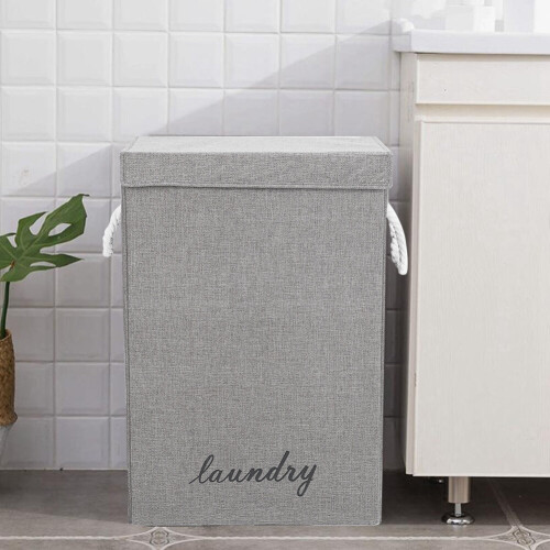 Living And Home (Grey) Washing Dirty Clothes Laundry Basket Bin Storage 1