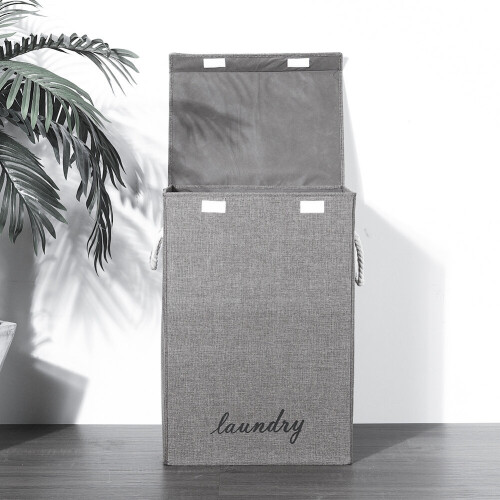 Living And Home (Grey) Washing Dirty Clothes Laundry Basket Bin Storage 2