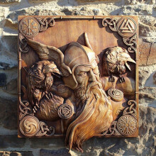 (C) Odin Ravens Viking Mythology Icon Wall Figures Statue Norse Thor Pagan God Gifts