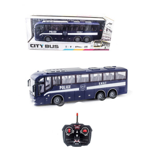(Blue) Rc Bus School Toy Light Music Simulation Tour Car Children Model Pull Back Car