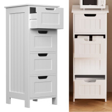 White MDF 4-Drawer Bathroom Cabinet | Space-Saving Storage Organizer for Kitchen, Living Room, Washroom & Bedroom (80x30x30 cm)