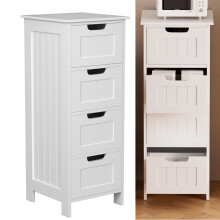 Bathroom Storage Wooden Storage Cabinet with 4 Drawers Free Standing Storage Cupboard Home Bedroom Organiser Furniture