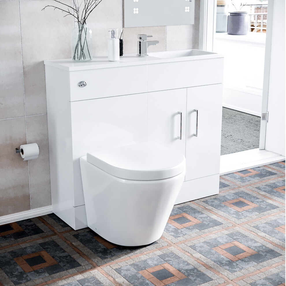 Nes Home James 1000Mm Slimline Vanity, Basin Wc Unit & Btw Rimless Toilet White