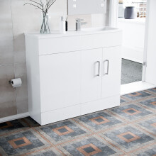 James 1000mm White Freestanding Slimline Vanity Cabinet & White Resin Basin