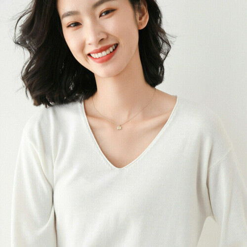 (White, M) Hot Women Cashmere Long Sleeve Pullover Sweater