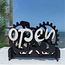Wooden Double-sided Open/Closed Sign Ornament Reversible Gear Plaques