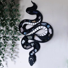 (A) Retro Snake Shaped Crystal Stones Display Shelf Rack Holder Sculpture Home Decor